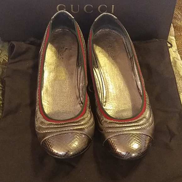 Pre-Owned Gucci Metallic Flat Sandles - Picture 8 of 16
